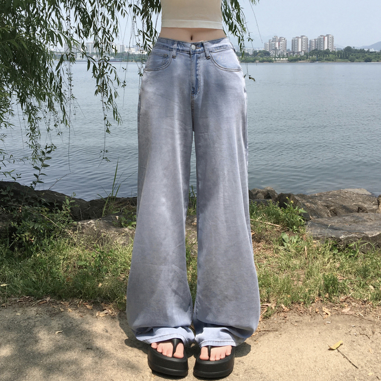 デニム 【丈別】ウォッシングポケットセミワイドパンツ MID DENIM