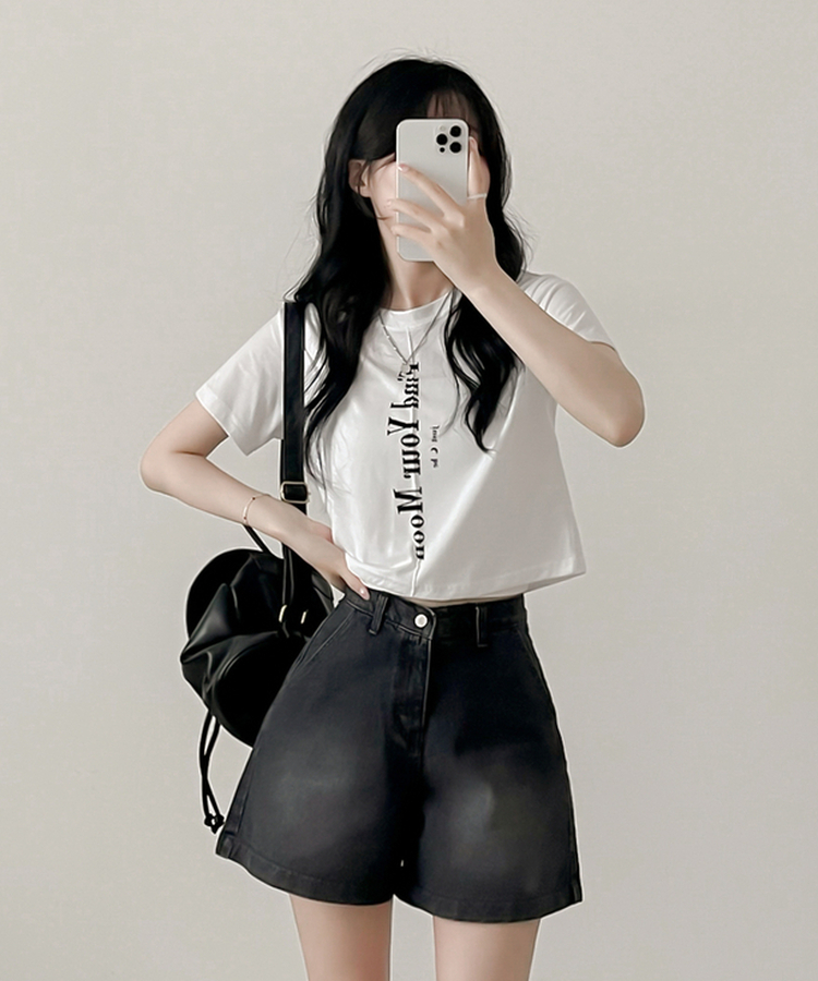 半袖Tシャツ ムードスリットクロップTシャツ WHITE