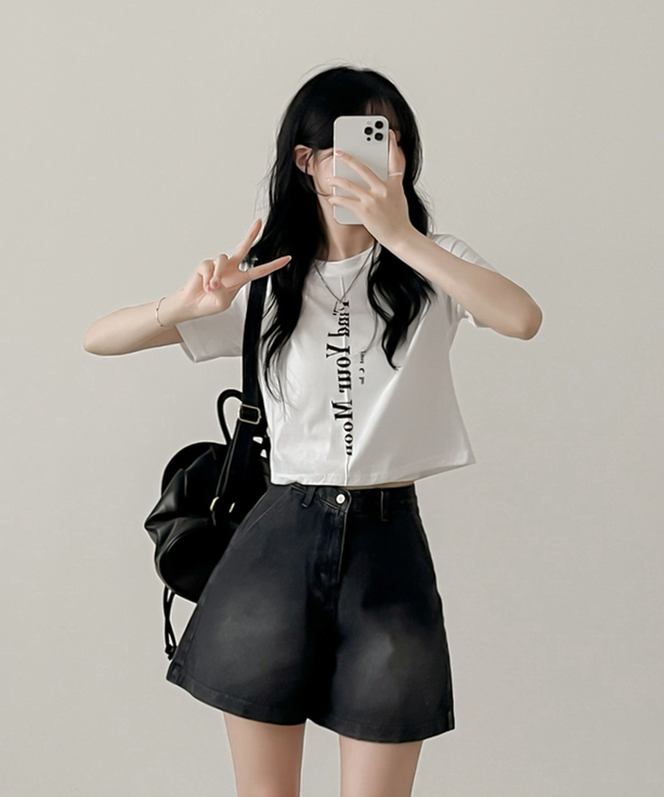 半袖Tシャツ ムードスリットクロップTシャツ WHITE