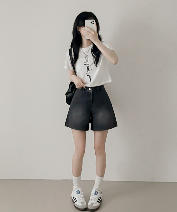 半袖Tシャツ ムードスリットクロップTシャツ WHITE