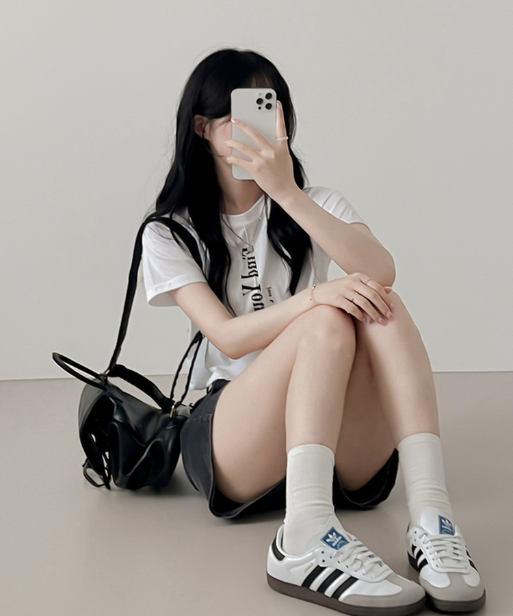 半袖Tシャツ ムードスリットクロップTシャツ WHITE