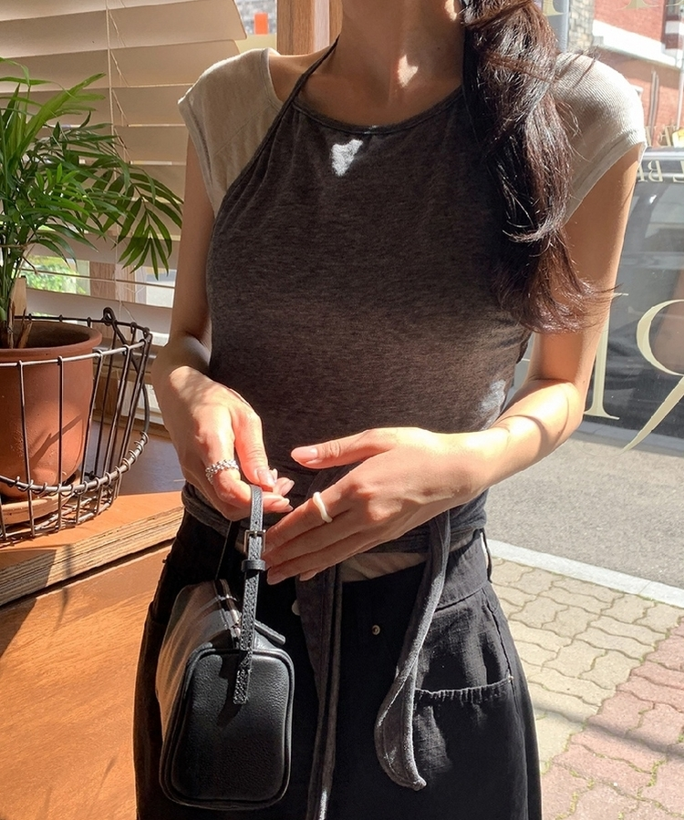 半袖Tシャツ レイヤードシースルー半袖Tシャツ LIGHT GRAY