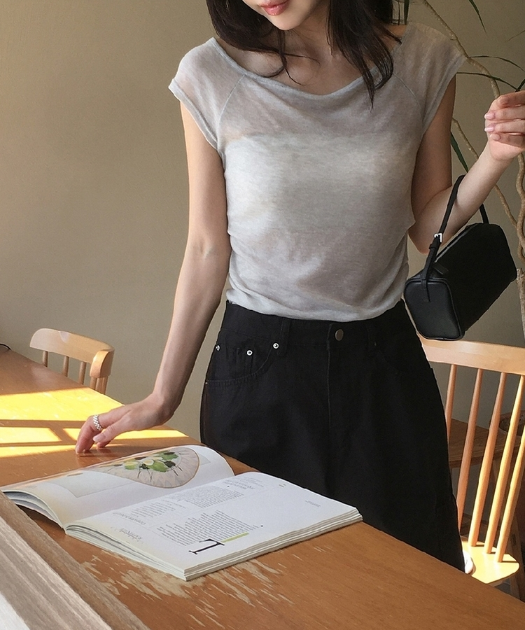 半袖Tシャツ レイヤードシースルー半袖Tシャツ LIGHT GRAY