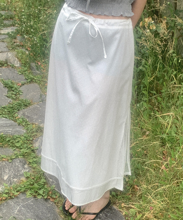 ドットレイヤードロングスカート｜ミディ/ロングスカート｜韓国