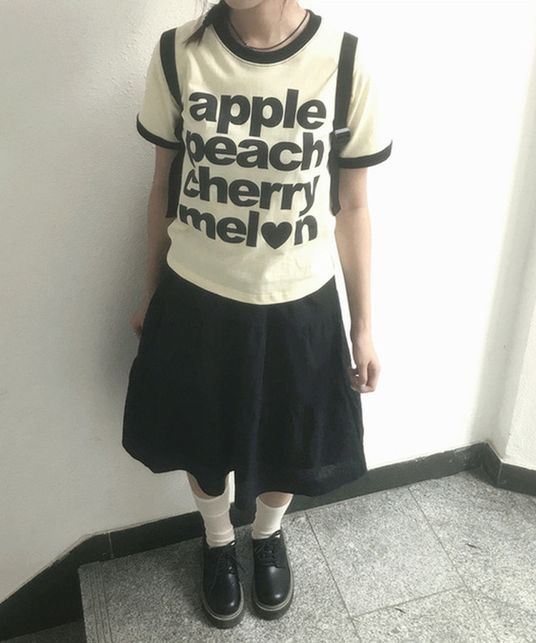 ストライプリネンミディスカート BLACK