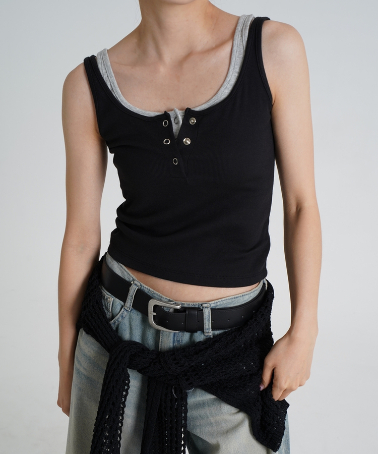 タイトレイヤードキャミソール｜ノースリーブ｜韓国ファッション