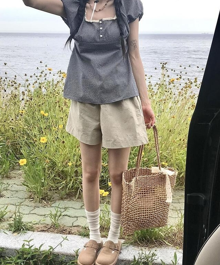 バッグ リボンラタンショルダーバッグ BROWN