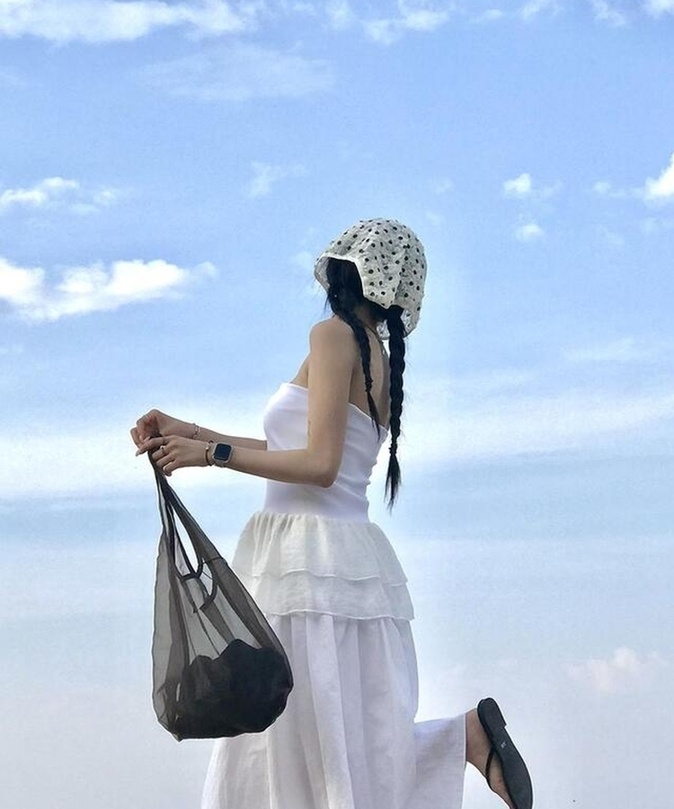 ヘアアクセサリー シースルードット三角頭巾 DOTTED