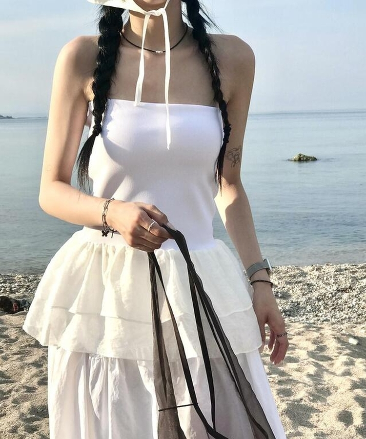 ノースリーブ クレースレイヤードトップ IVORY