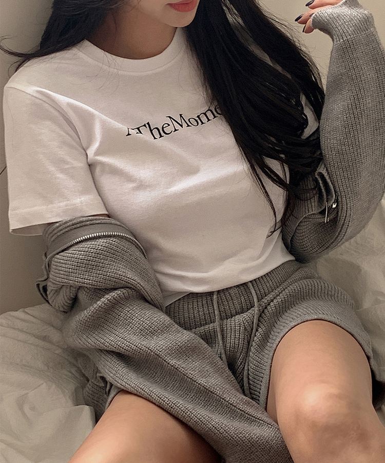 半袖Tシャツ レタリングクロップTシャツ WHITE