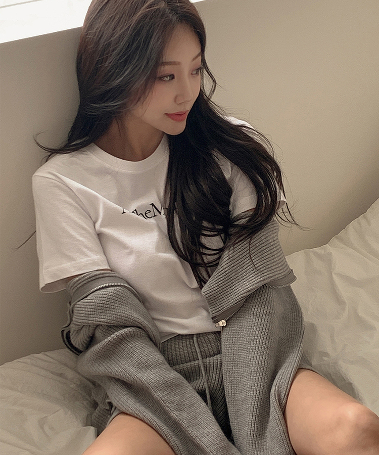 半袖Tシャツ レタリングクロップTシャツ WHITE