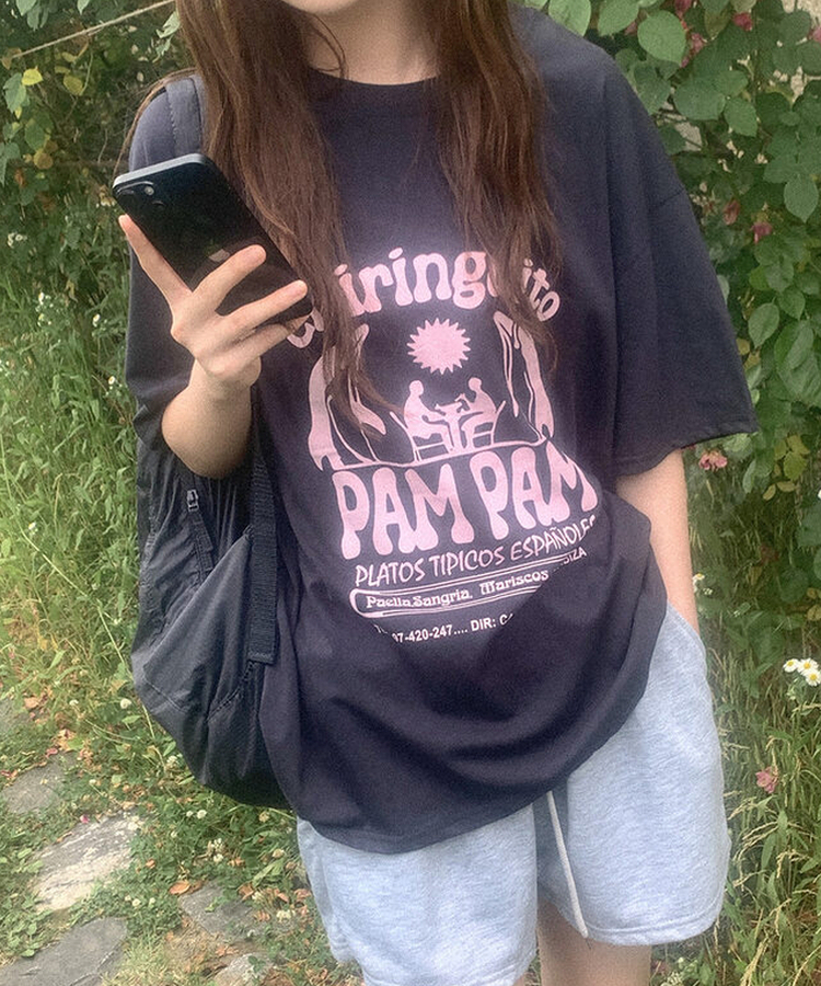 半袖Tシャツ コットンプリンティング半袖Tシャツ NAVY