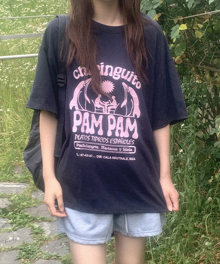 半袖Tシャツ コットンプリンティング半袖Tシャツ NAVY