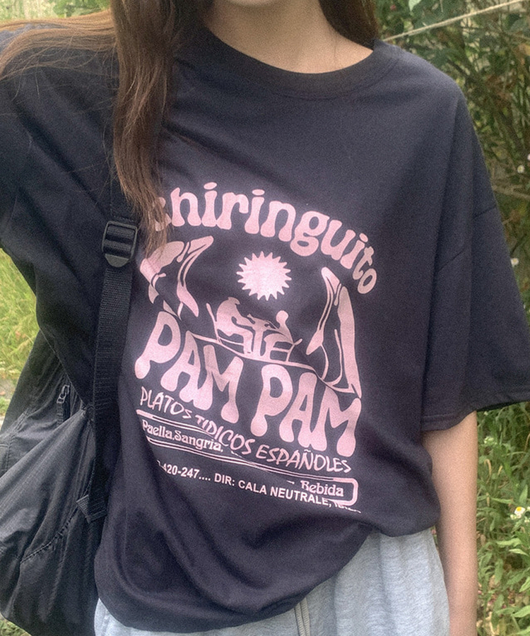 半袖Tシャツ コットンプリンティング半袖Tシャツ NAVY