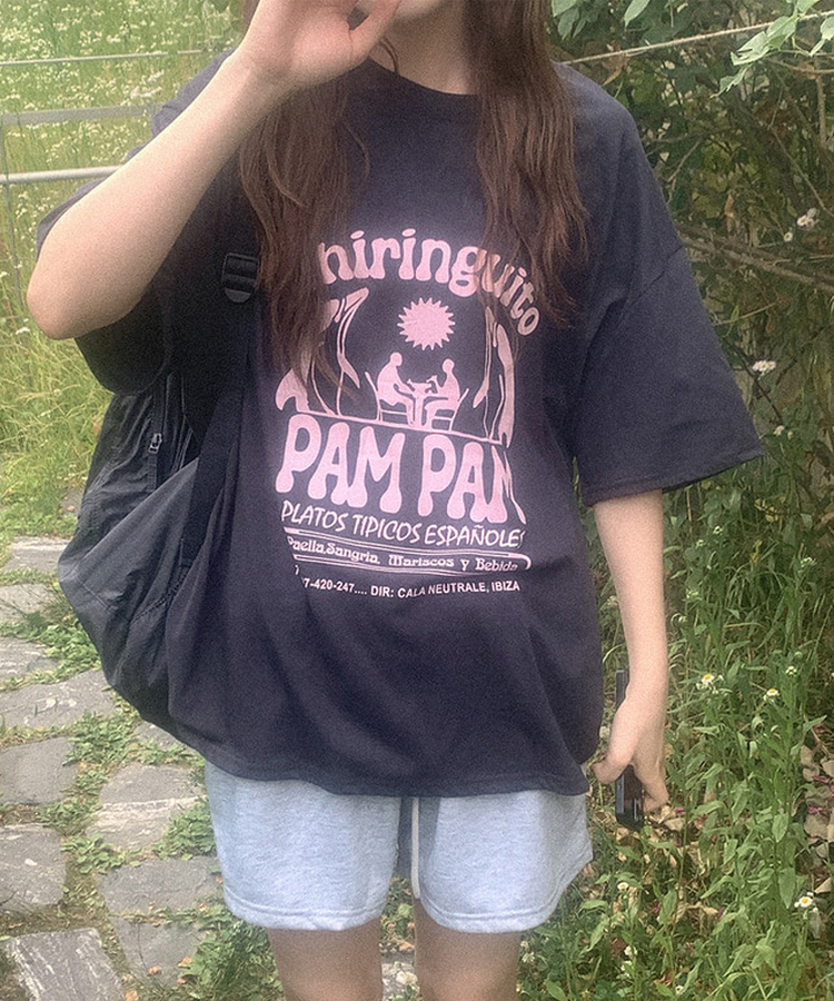 半袖Tシャツ コットンプリンティング半袖Tシャツ NAVY