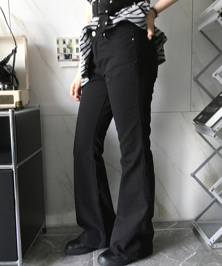 デニム ブーツカットパンツ BLACK