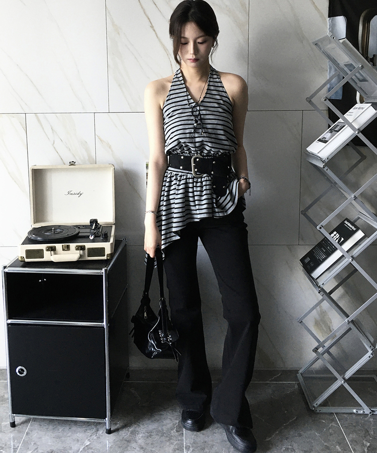デニム ブーツカットパンツ BLACK