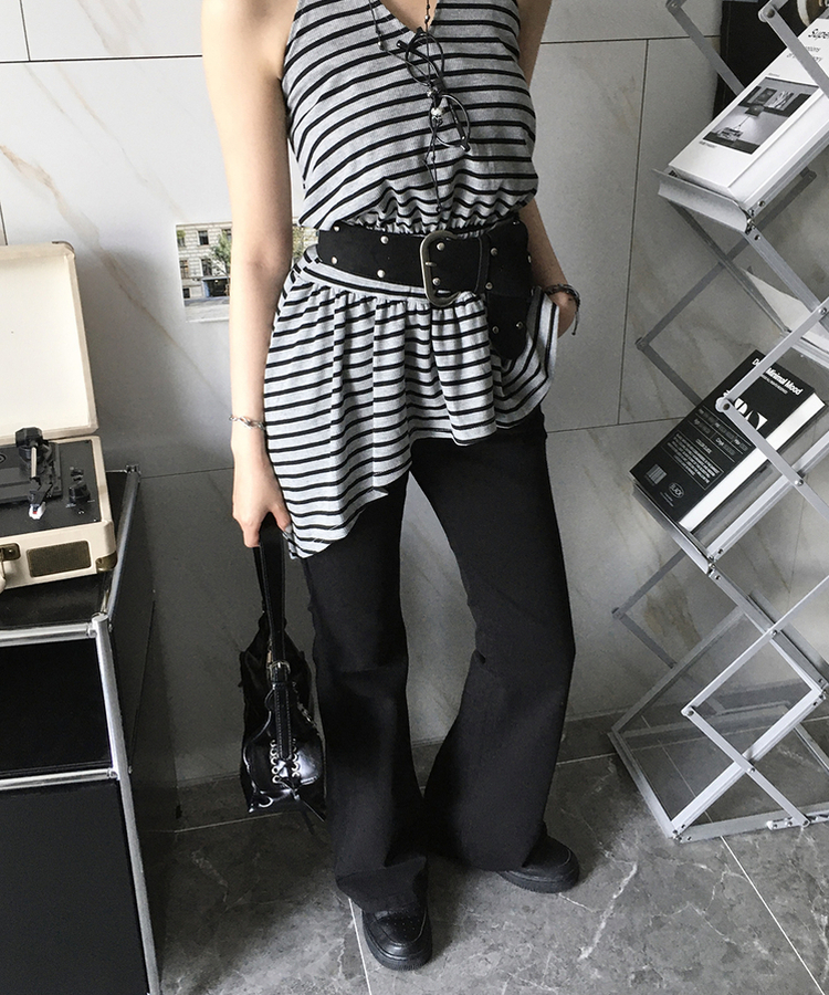 デニム ブーツカットパンツ BLACK