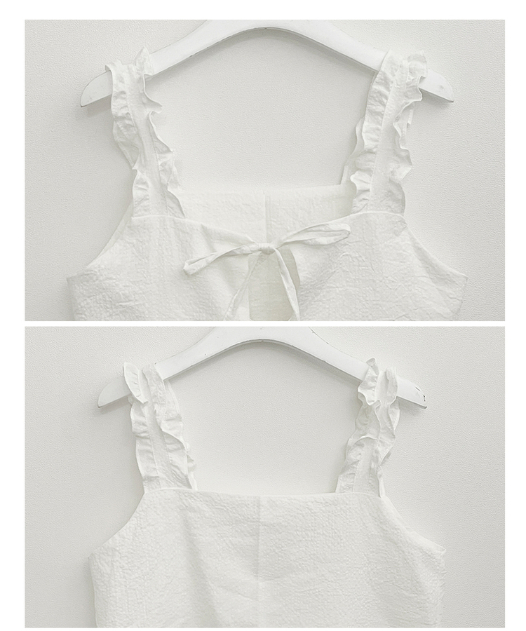 루엘잔체크리본프릴끈뷔스티에나시블라우스