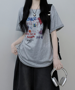 半袖Tシャツ ペインティング半袖Tシャツ GREY