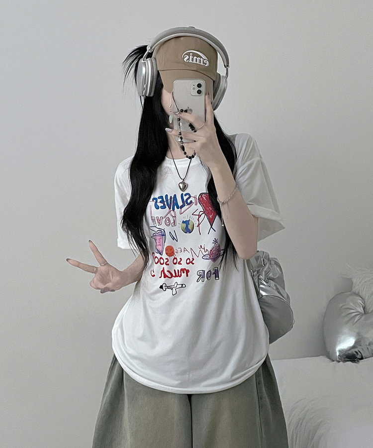 ペインティング半袖Tシャツ IVORY