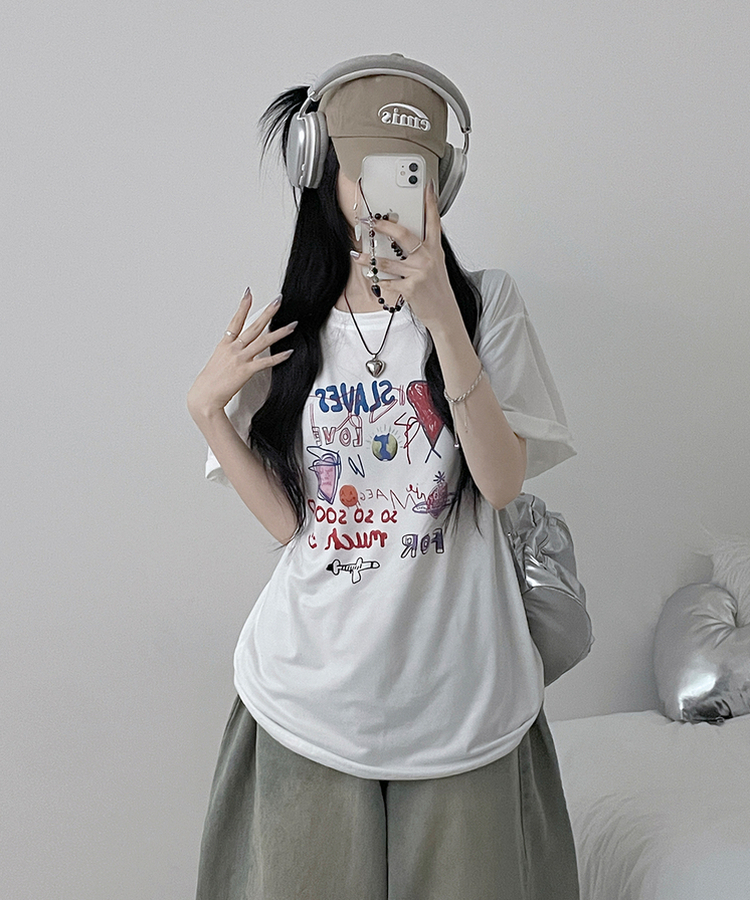 ペインティング半袖Tシャツ IVORY