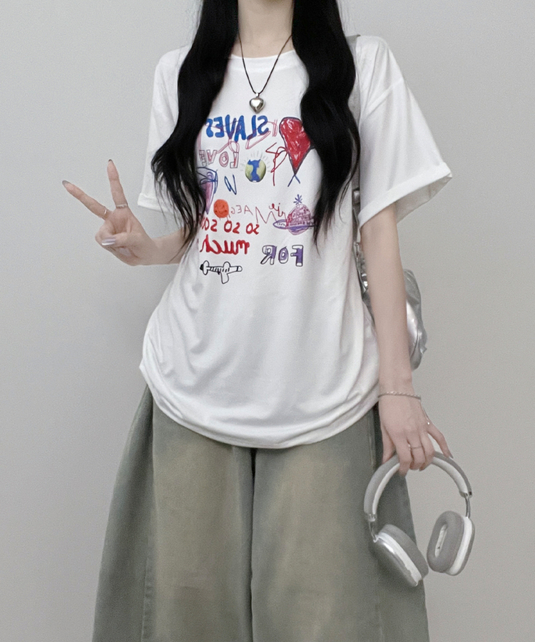 ペインティング半袖Tシャツ IVORY