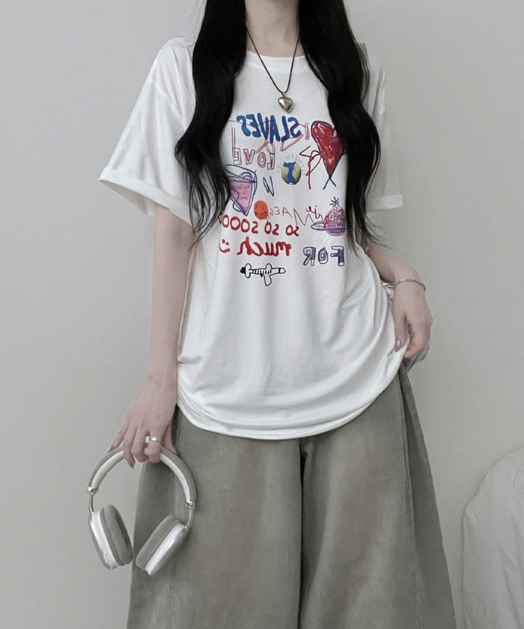 ペインティング半袖Tシャツ IVORY