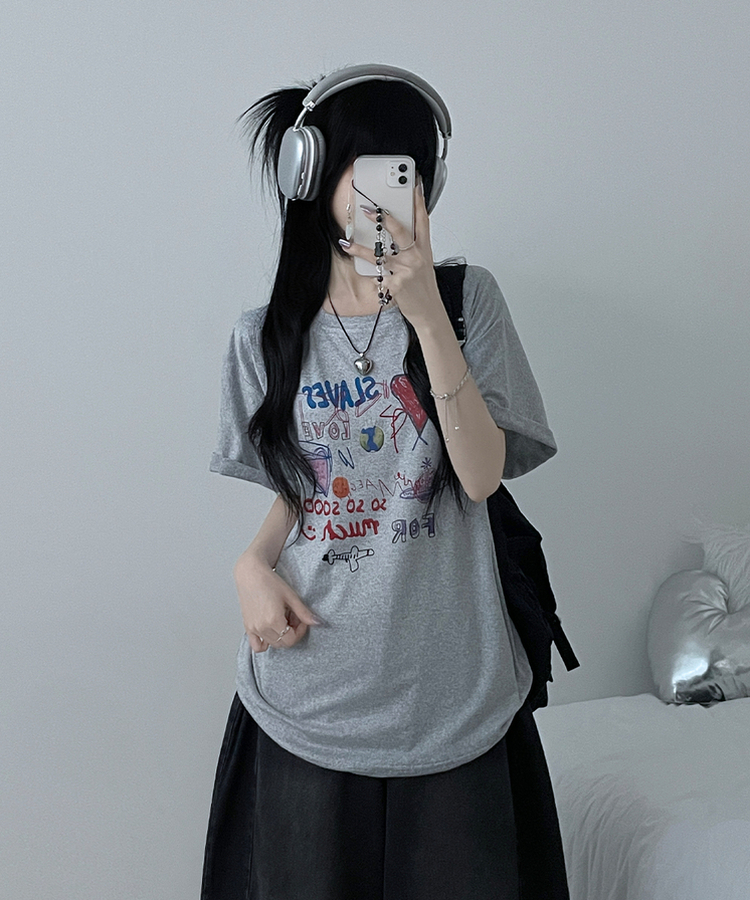 ペインティング半袖Tシャツ GREY