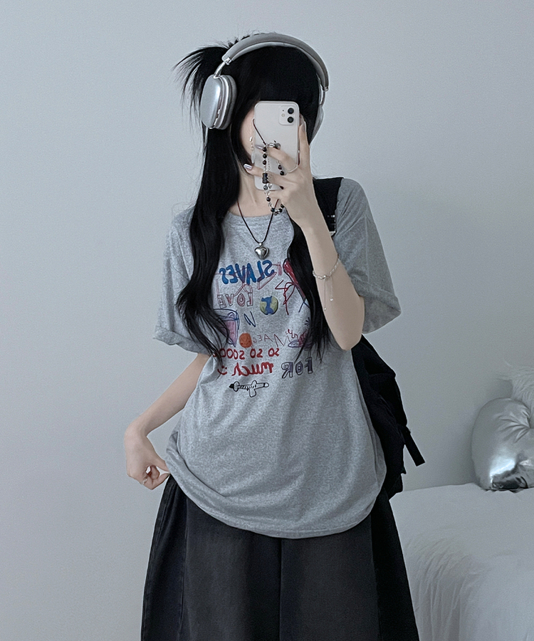 ペインティング半袖Tシャツ GREY