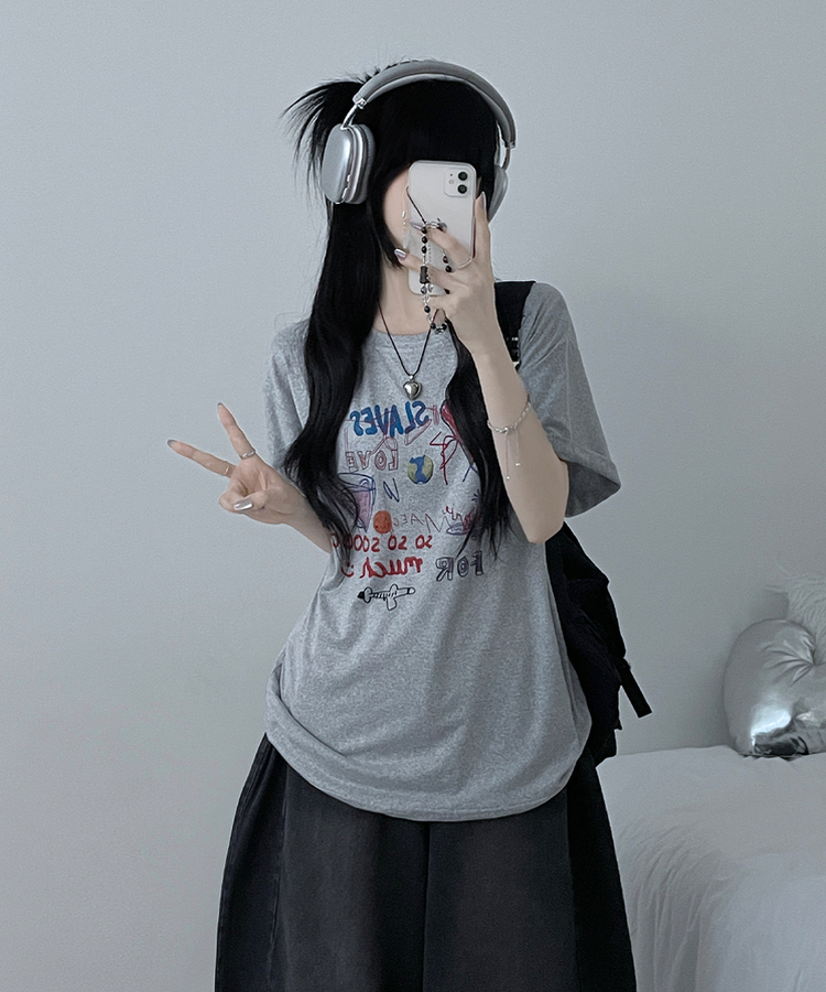 ペインティング半袖Tシャツ GREY