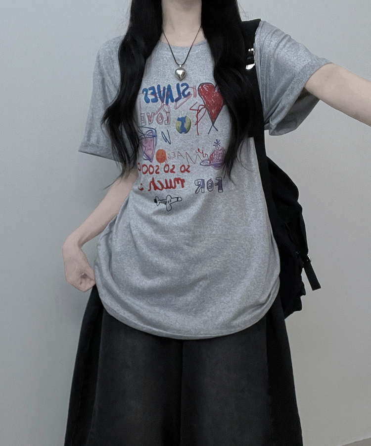 ペインティング半袖Tシャツ GREY