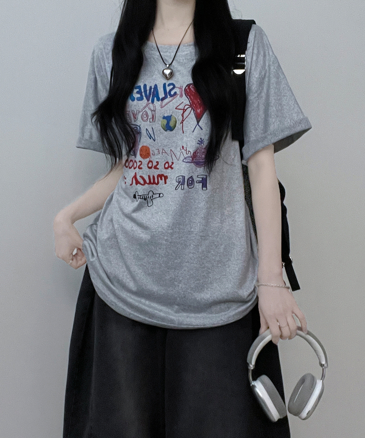 ペインティング半袖Tシャツ GREY