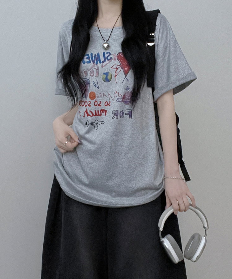 ペインティング半袖Tシャツ GREY