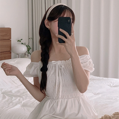 ロングワンピース レースオフショルダーロングワンピース IVORY
