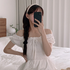 ロングワンピース レースオフショルダーロングワンピース IVORY