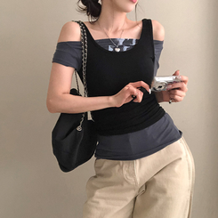 ノースリーブ バックスリットリボンキャミソール BLACK