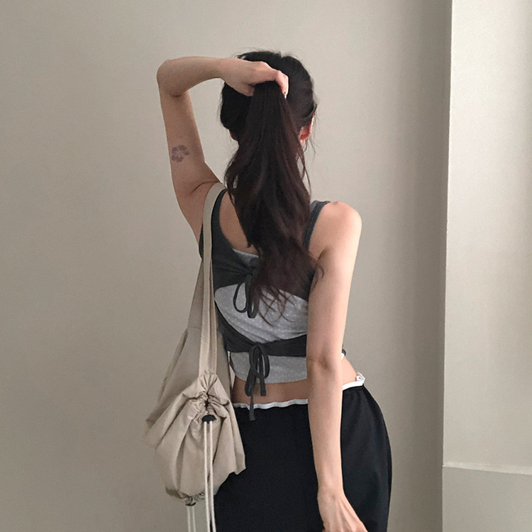 バックスリットリボンキャミソール CHARCOAL