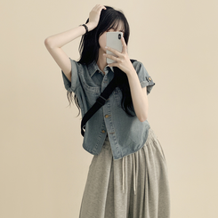 シャツ ウォッシングデニム半袖シャツ LIGHT BLUE