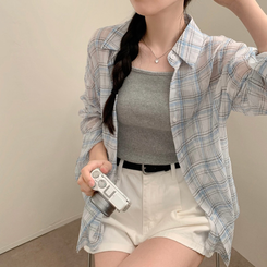 シャツ チェックルーズフィットシャツ WHITE