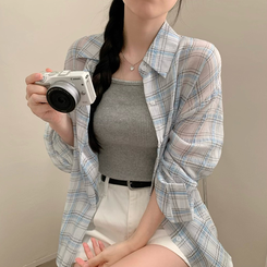 シャツ チェックルーズフィットシャツ WHITE