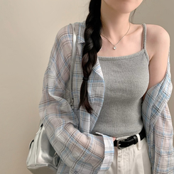 シャツ チェックルーズフィットシャツ WHITE