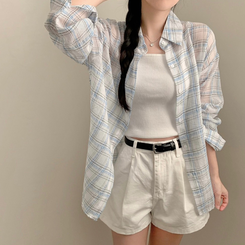 シャツ チェックルーズフィットシャツ WHITE