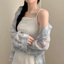 シャツ チェックルーズフィットシャツ WHITE