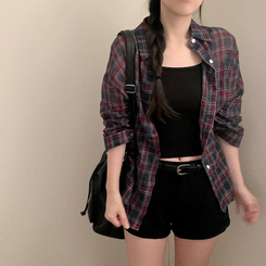 シャツ チェックルーズフィットシャツ DARK BLUE