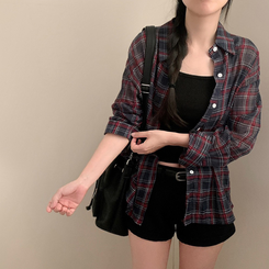 シャツ チェックルーズフィットシャツ DARK BLUE