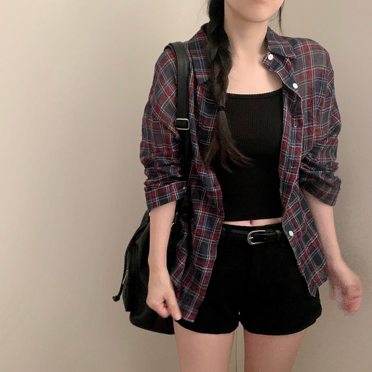 チェックルーズフィットシャツ DARK BLUE