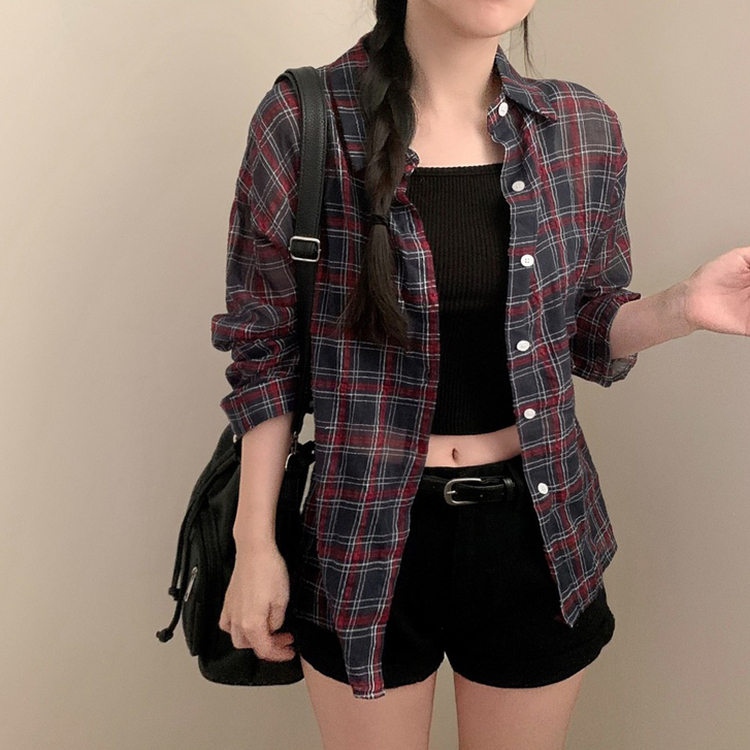 チェックルーズフィットシャツ DARK BLUE