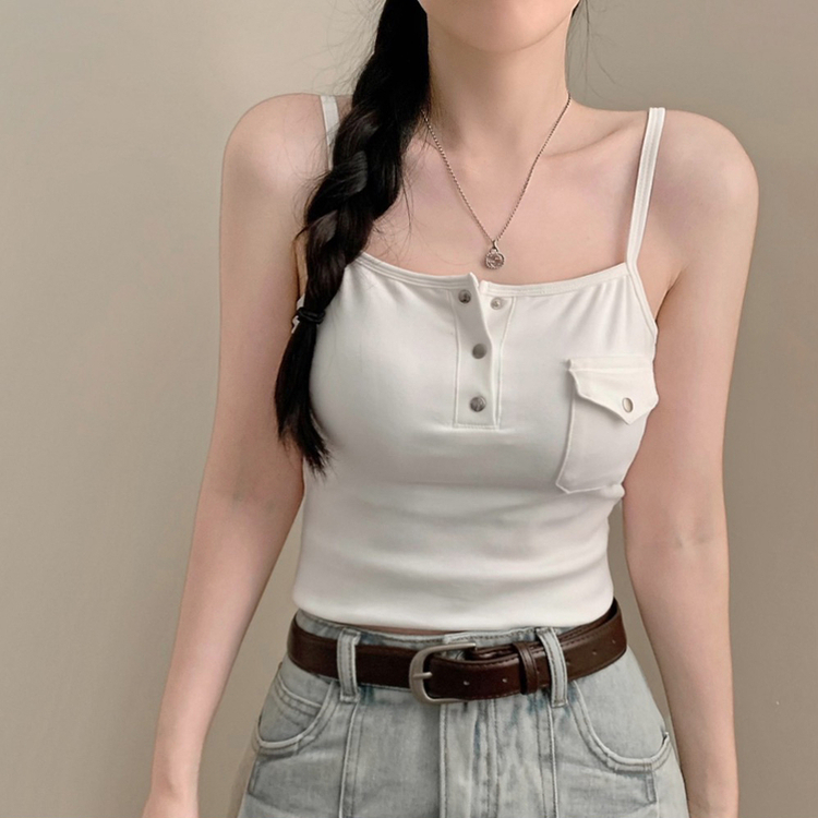 【カップ付き】ポケットキャミソール WHITE