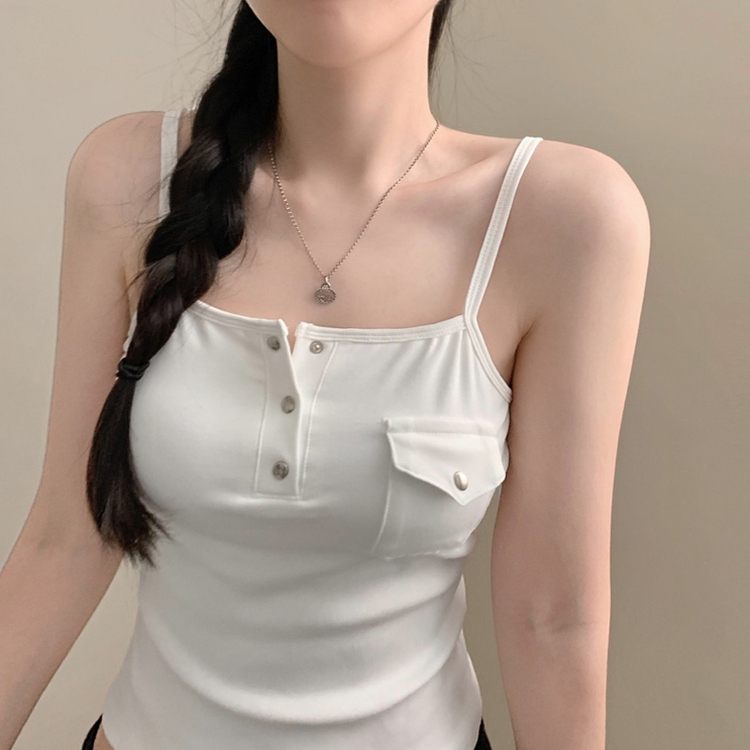 【カップ付き】ポケットキャミソール WHITE